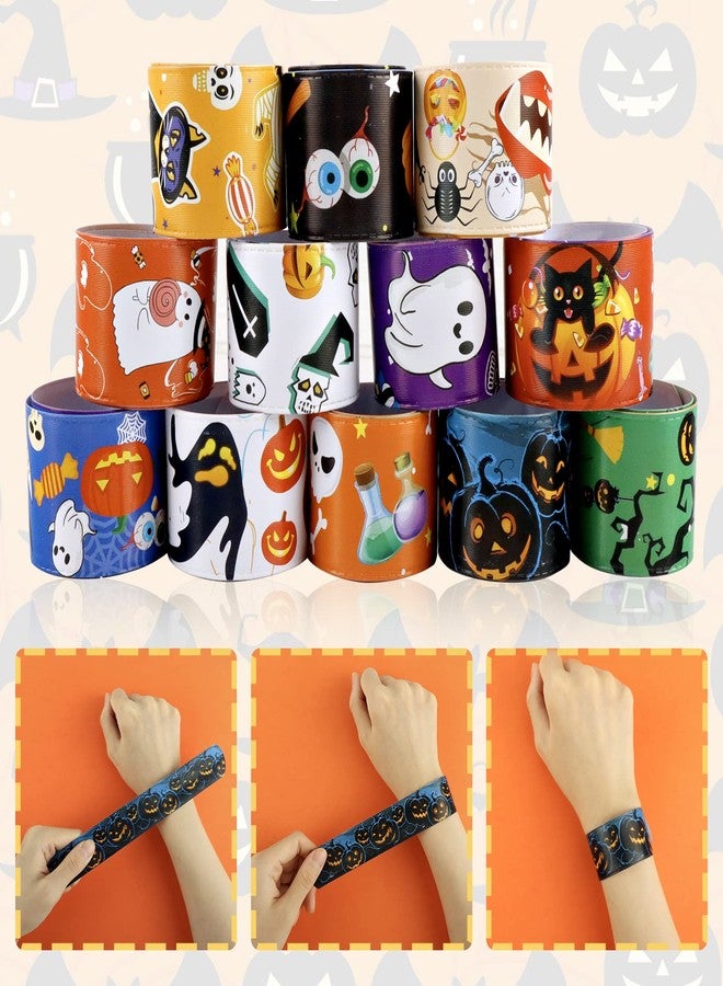 JDSTY 48 PCS Halloween Slap Bracelets Toys for Kids Girls Boys Party Favors Treat Bags Gifts - Image 4